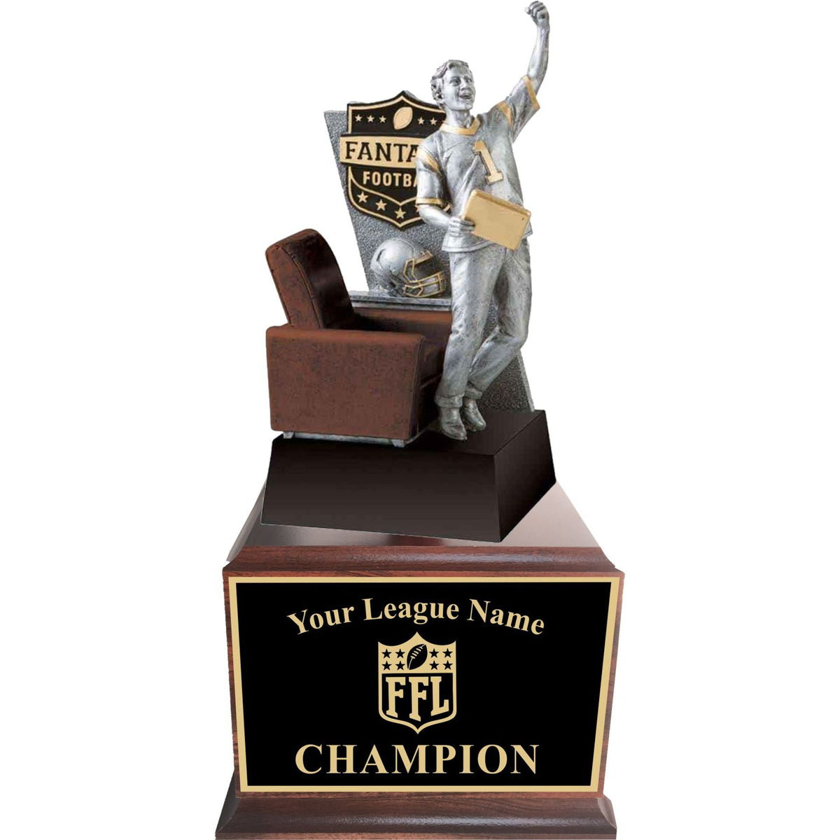 Fantasy Football Lombardi Perpetual Trophy that is 19 inches talll.