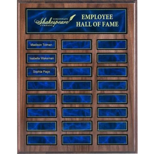 Walnut Perpetual Plaque with Blue Plates Perpetual Plaques